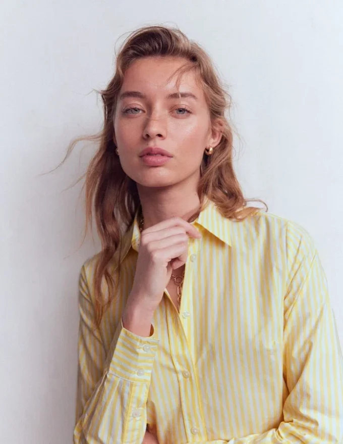 Sienna Cotton Shirt Yellow Fine Stripe Sienna Cotton Shirt Yellow Fine Stripe