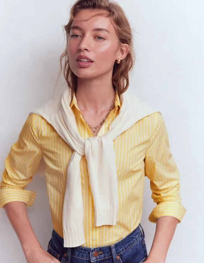 Sienna Cotton Shirt Yellow Fine Stripe Sienna Cotton Shirt Yellow Fine Stripe