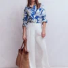 Sienna Linen Shirt Blue, Botanical Flourish Sienna Linen Shirt Blue, Botanical Flourish