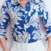 Sienna Linen Shirt Blue, Botanical Flourish Sienna Linen Shirt Blue, Botanical Flourish