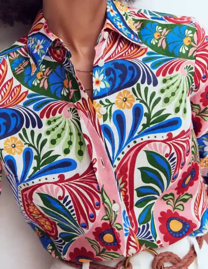 Sienna Linen Shirt Multi, Enchanted Paisley Sienna Linen Shirt Multi, Enchanted Paisley