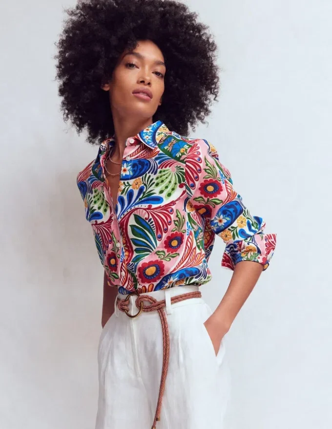 Sienna Linen Shirt Multi, Enchanted Paisley Sienna Linen Shirt Multi, Enchanted Paisley