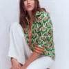 Sienna Linen Shirt Multi, Ornamental Stamp Sienna Linen Shirt Multi, Ornamental Stamp