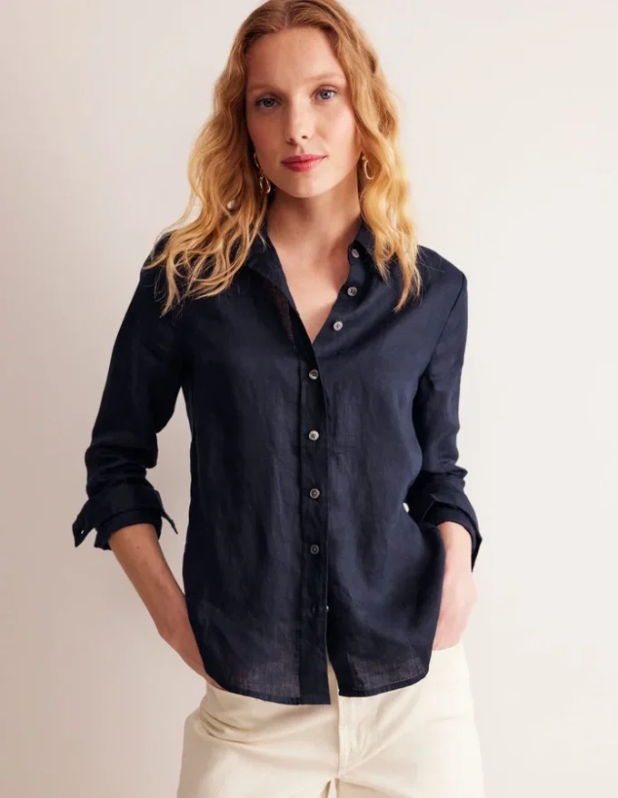 Sienna Linen Shirt Navy Sienna Linen Shirt Navy