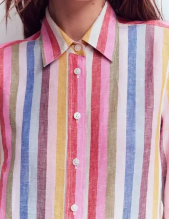 Sienna Linen Shirt Pink, Green, Purple Multi
