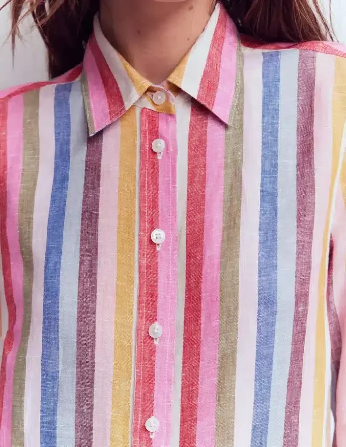 Sienna Linen Shirt Pink, Green, Purple Multi Sienna Linen Shirt Pink, Green, Purple Multi