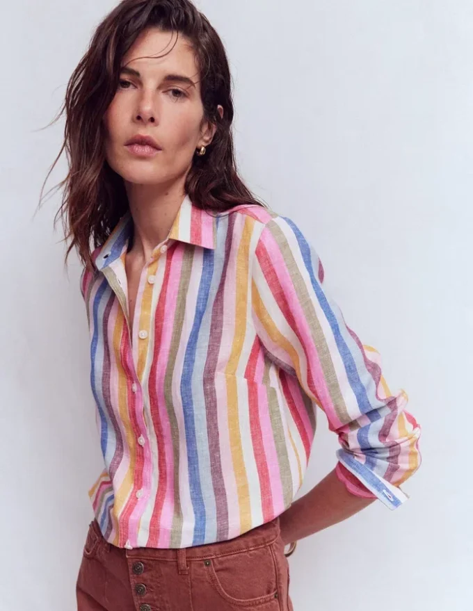 Sienna Linen Shirt Pink, Green, Purple Multi Sienna Linen Shirt Pink, Green, Purple Multi