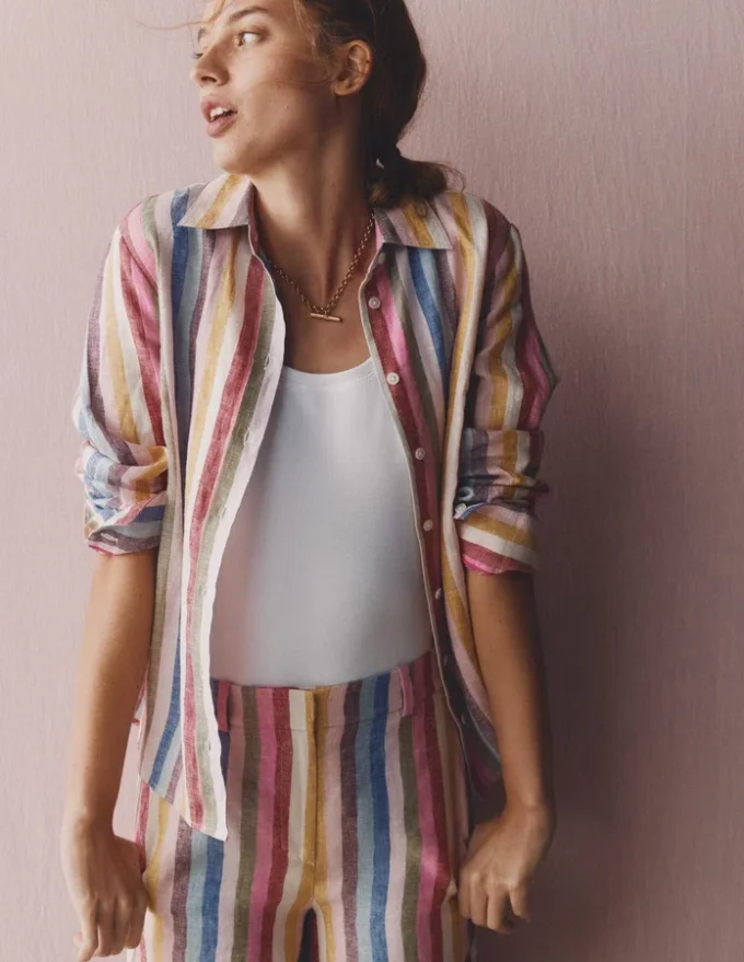 Sienna Linen Shirt Pink, Green, Purple Multi Sienna Linen Shirt Pink, Green, Purple Multi