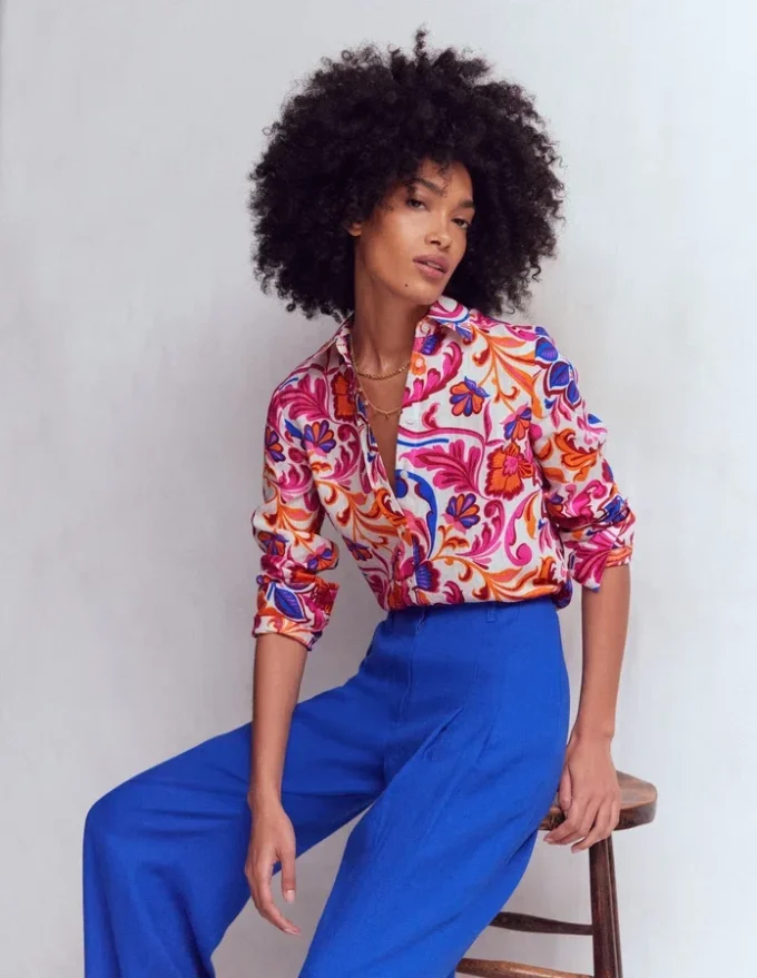 Sienna Linen Shirt Pink Punch, Flourishing Meadow Sienna Linen Shirt Pink Punch, Flourishing Meadow