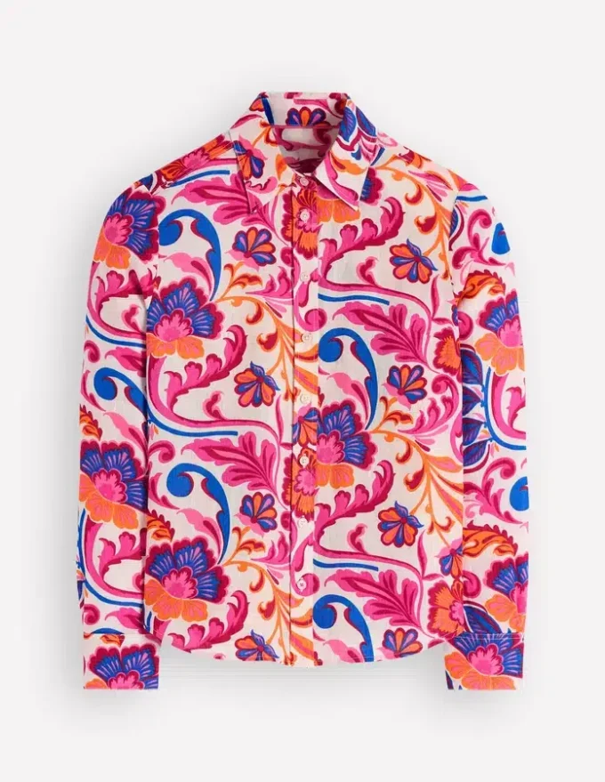 Sienna Linen Shirt Pink Punch, Flourishing Meadow Sienna Linen Shirt Pink Punch, Flourishing Meadow