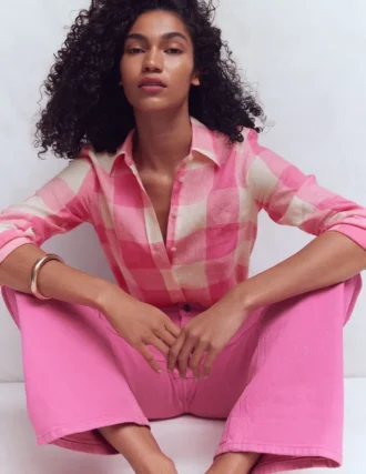 Sienna Linen Shirt Pink Punch Gingham
