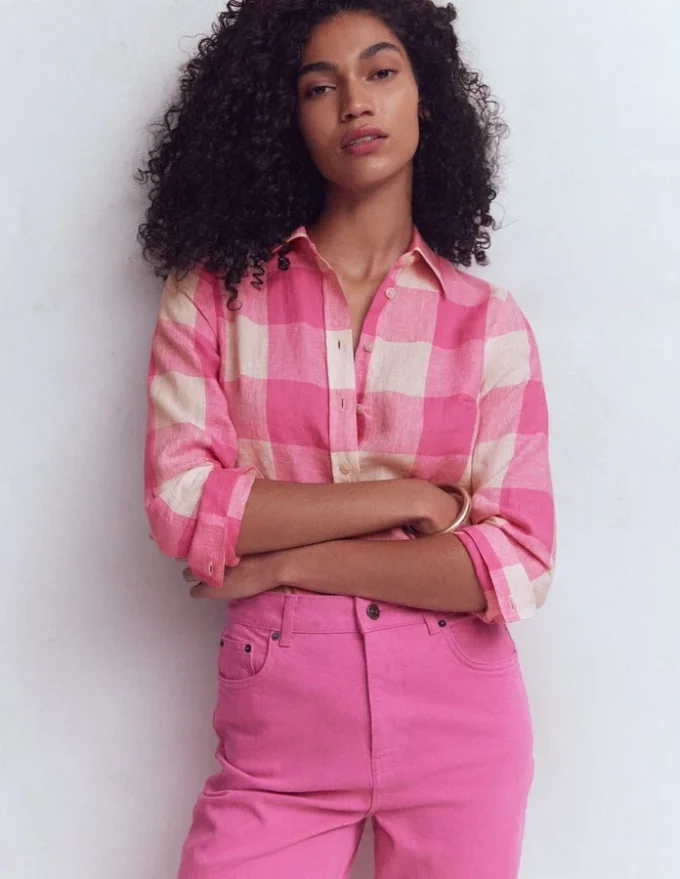 Sienna Linen Shirt Pink Punch Gingham Sienna Linen Shirt Pink Punch Gingham