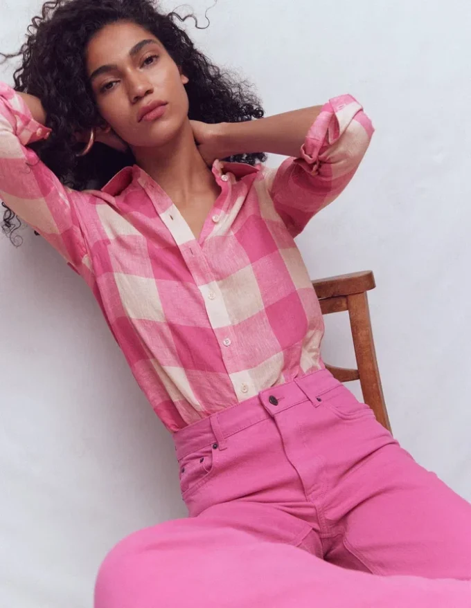 Sienna Linen Shirt Pink Punch Gingham Sienna Linen Shirt Pink Punch Gingham