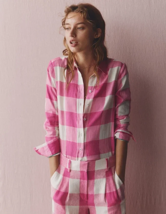Sienna Linen Shirt Pink Punch Gingham Sienna Linen Shirt Pink Punch Gingham