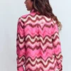 Sienna Linen Shirt Pink Punch, Zig Zag Wave Sienna Linen Shirt Pink Punch, Zig Zag Wave