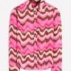 Sienna Linen Shirt Pink Punch, Zig Zag Wave Sienna Linen Shirt Pink Punch, Zig Zag Wave