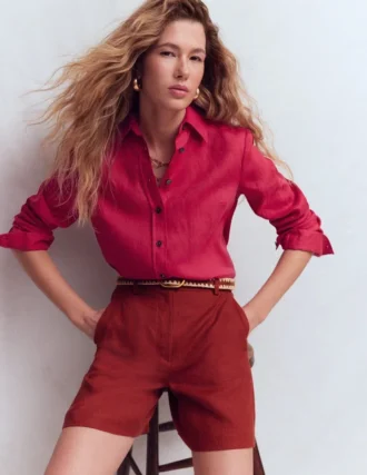 Sienna Linen Shirt Pomegranate