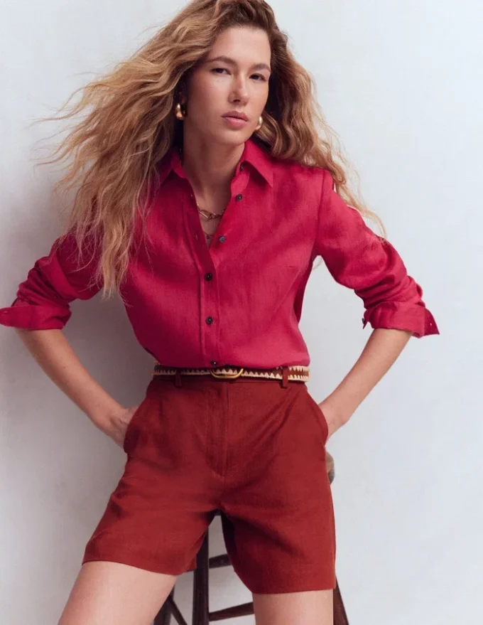 Sienna Linen Shirt Pomegranate Sienna Linen Shirt Pomegranate