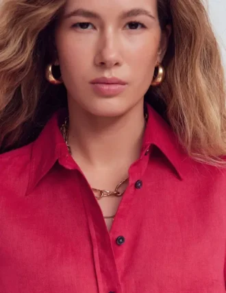 Sienna Linen Shirt Pomegranate