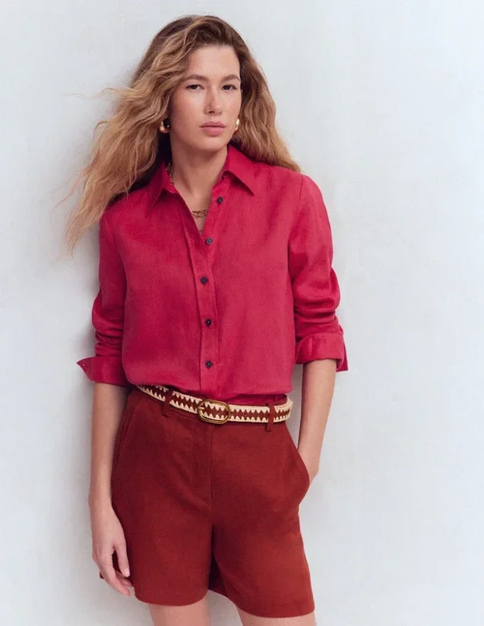 Sienna Linen Shirt Pomegranate Sienna Linen Shirt Pomegranate