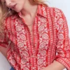 Sienna Linen Shirt Red, Ornate Floret Sienna Linen Shirt Red, Ornate Floret