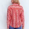 Sienna Linen Shirt Red, Ornate Floret Sienna Linen Shirt Red, Ornate Floret