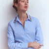 Sienna Trim Detail Shirt blue Oxford, Jewel Collar Sienna Trim Detail Shirt blue Oxford, Jewel Collar