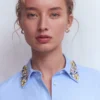 Sienna Trim Detail Shirt blue Oxford, Jewel Collar Sienna Trim Detail Shirt blue Oxford, Jewel Collar