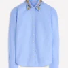 Sienna Trim Detail Shirt blue Oxford, Jewel Collar Sienna Trim Detail Shirt blue Oxford, Jewel Collar