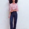 Sienna Trim Detail Shirt Ivory, Pink stripe Sienna Trim Detail Shirt Ivory, Pink stripe