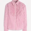 Sienna Trim Detail Shirt Ivory, Pink stripe Sienna Trim Detail Shirt Ivory, Pink stripe