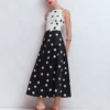 Silvia Boned Bodice Maxi Dress French Navy Painted Spaced Dot Silvia Boned Bodice Maxi Dress French Navy Painted Spaced Dot