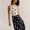 Silvia Boned Bodice Maxi Dress French Navy Painted Spaced Dot Silvia Boned Bodice Maxi Dress French Navy Painted Spaced Dot