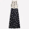 Silvia Boned Bodice Maxi Dress French Navy Painted Spaced Dot Silvia Boned Bodice Maxi Dress French Navy Painted Spaced Dot