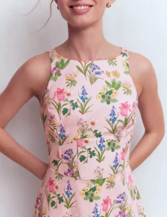 Silvia Boned Bodice Maxi Dress French Pink, Delicate Blossom