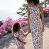 Silvia Boned Bodice Maxi Dress French Pink, Delicate Blossom Silvia Boned Bodice Maxi Dress French Pink, Delicate Blossom