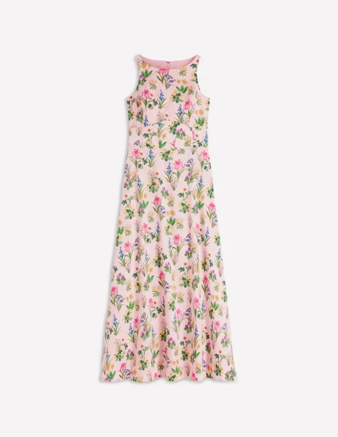 Silvia Boned Bodice Maxi Dress French Pink, Delicate Blossom Silvia Boned Bodice Maxi Dress French Pink, Delicate Blossom