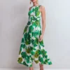 Silvia Boned Bodice Maxi Dress Green Opulent Blossom Silvia Boned Bodice Maxi Dress Green Opulent Blossom