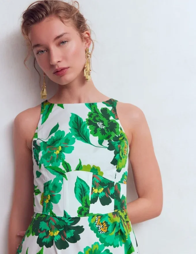 Silvia Boned Bodice Maxi Dress Green Opulent Blossom Silvia Boned Bodice Maxi Dress Green Opulent Blossom