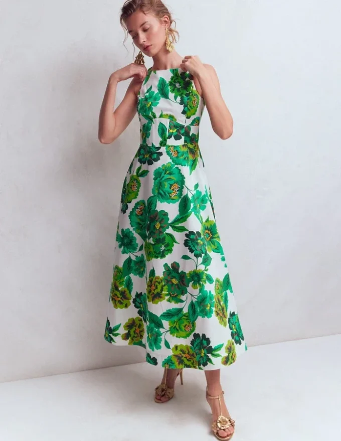 Silvia Boned Bodice Maxi Dress Green Opulent Blossom Silvia Boned Bodice Maxi Dress Green Opulent Blossom