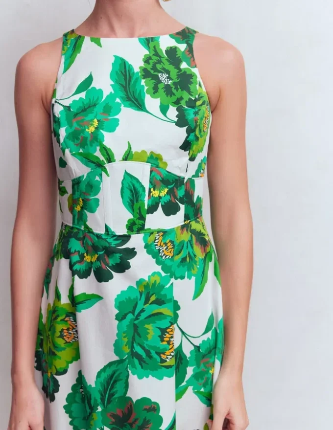 Silvia Boned Bodice Maxi Dress Green Opulent Blossom Silvia Boned Bodice Maxi Dress Green Opulent Blossom