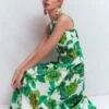Silvia Boned Bodice Maxi Dress Green Opulent Blossom Silvia Boned Bodice Maxi Dress Green Opulent Blossom