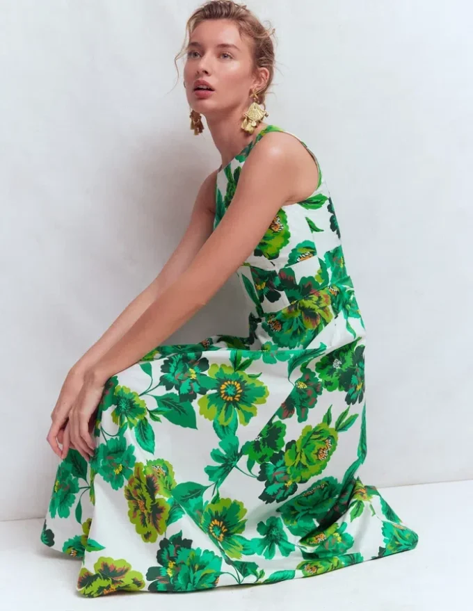 Silvia Boned Bodice Maxi Dress Green Opulent Blossom Silvia Boned Bodice Maxi Dress Green Opulent Blossom