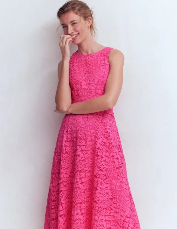 Silvia Boned Bodice Maxi Dress Pink Punch Lace Silvia Boned Bodice Maxi Dress Pink Punch Lace