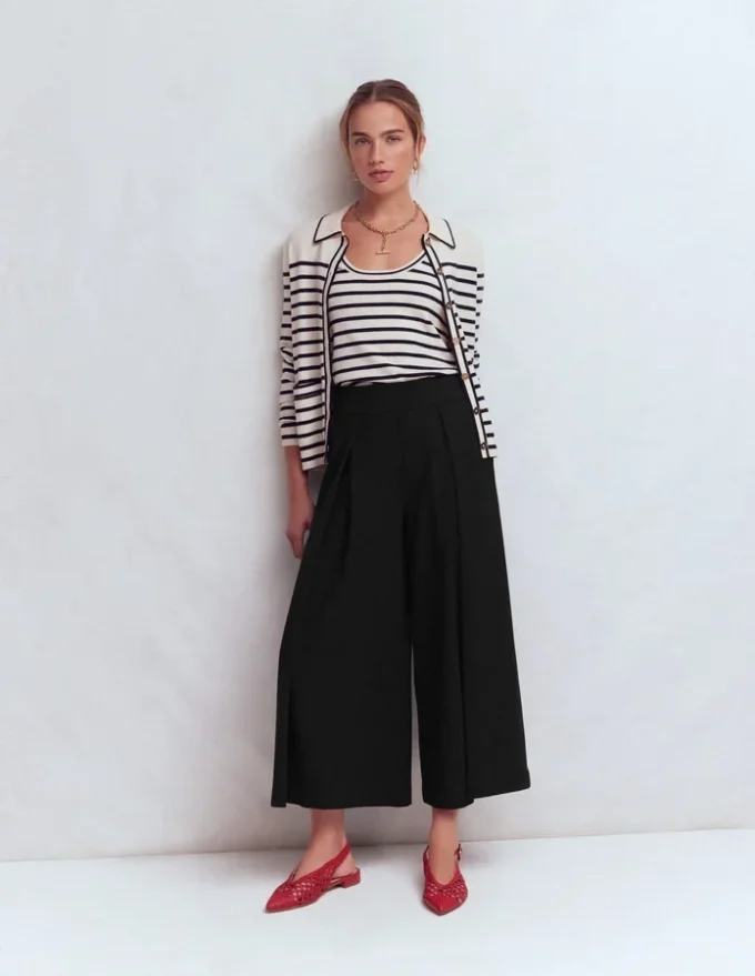 Single Pleat Ponte Culotte Black Single Pleat Ponte Culotte Black