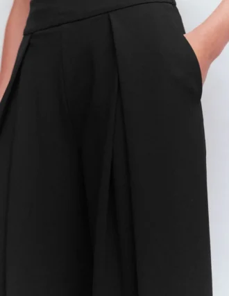 Single Pleat Ponte Culotte Black