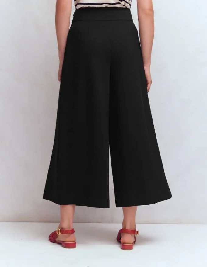 Single Pleat Ponte Culotte Black Single Pleat Ponte Culotte Black
