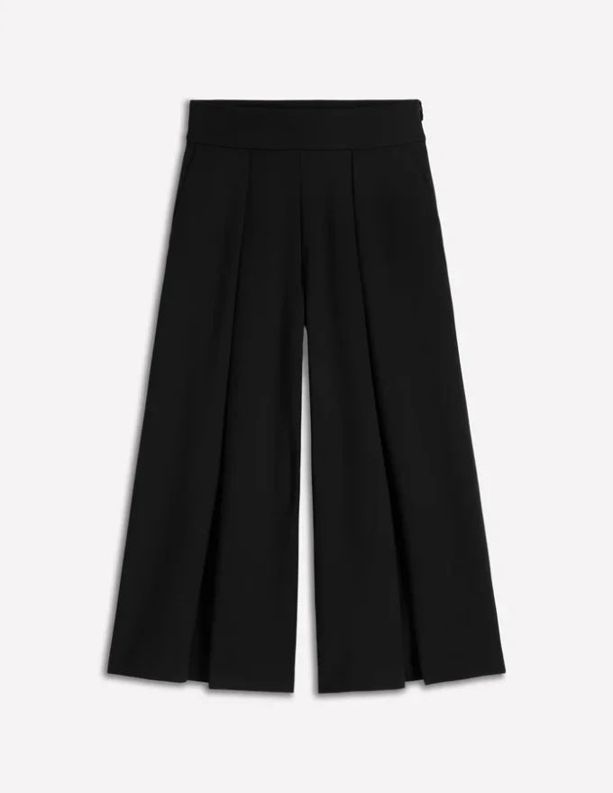 Single Pleat Ponte Culotte Black Single Pleat Ponte Culotte Black