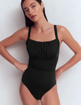 Skiathos Ruched Panel Swimsuit Black