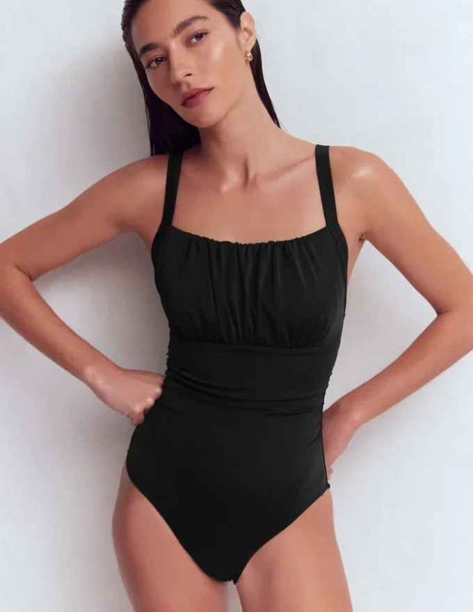 Skiathos Ruched Panel Swimsuit Black Skiathos Ruched Panel Swimsuit Black